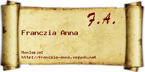 Franczia Anna névjegykártya